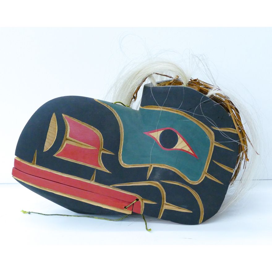 Tom Lafontaine (Salish) Carved Cedar Eagle Mask 9''x14''