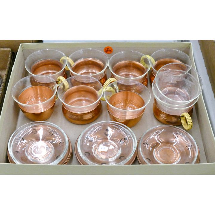Box Copper and Glass Cup Saucers
