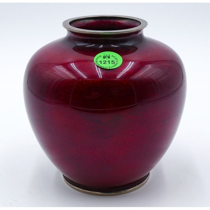Japanese Pigeon Blood Ginbari Cloisonne Vase 5''