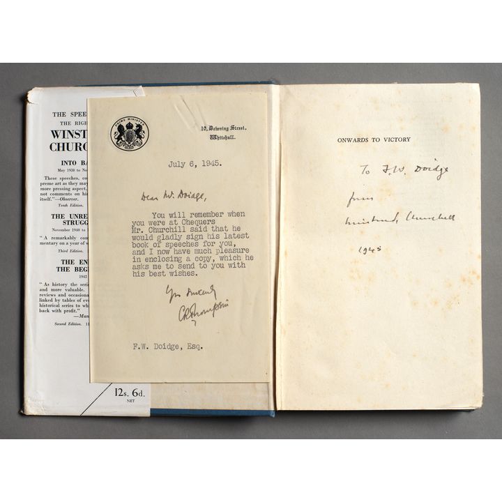 Winston Churchill [signed] 'Onwards to Victory'