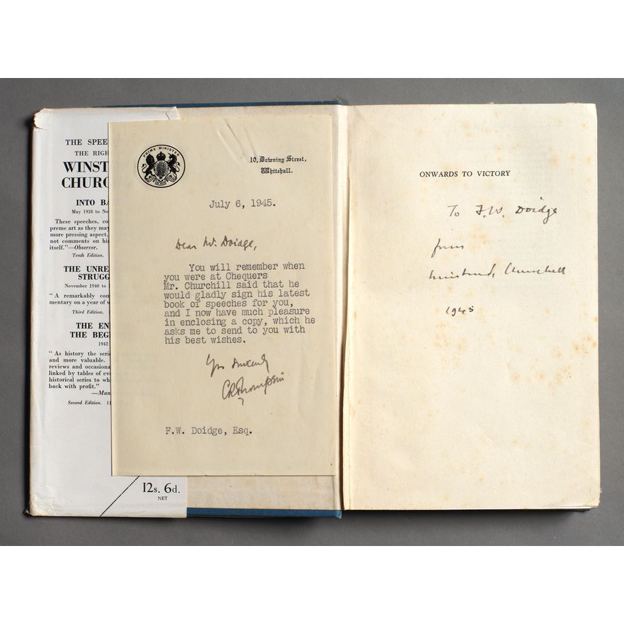 Winston Churchill [signed] 'Onwards to Victory'