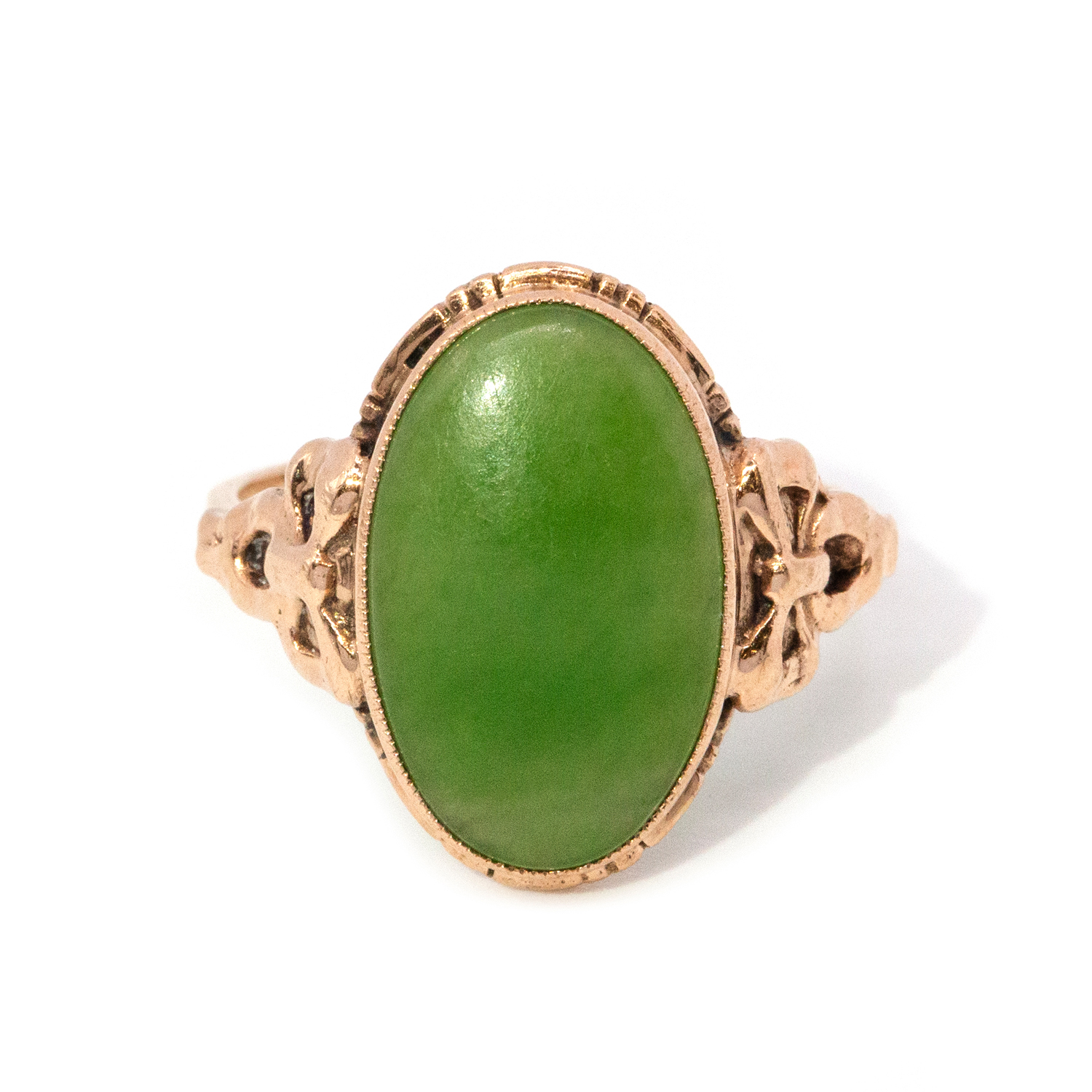 14ct Gold Vintage Nephrite Ring