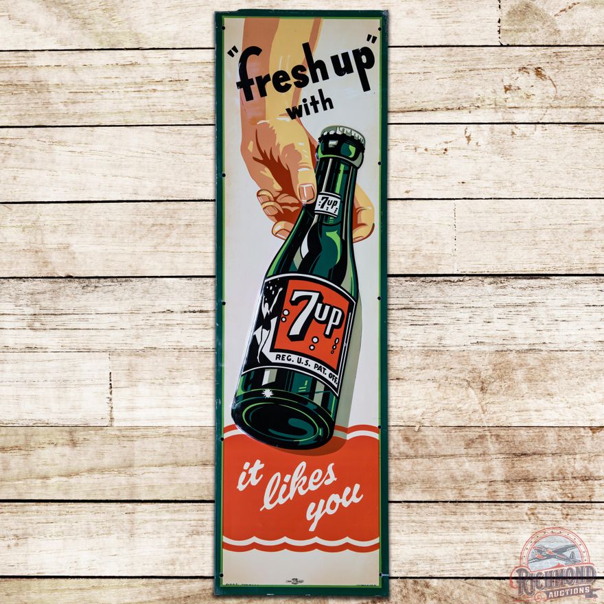 1951 Fresh Up w/ Seven Up It Likes You SST Sign - 8.5