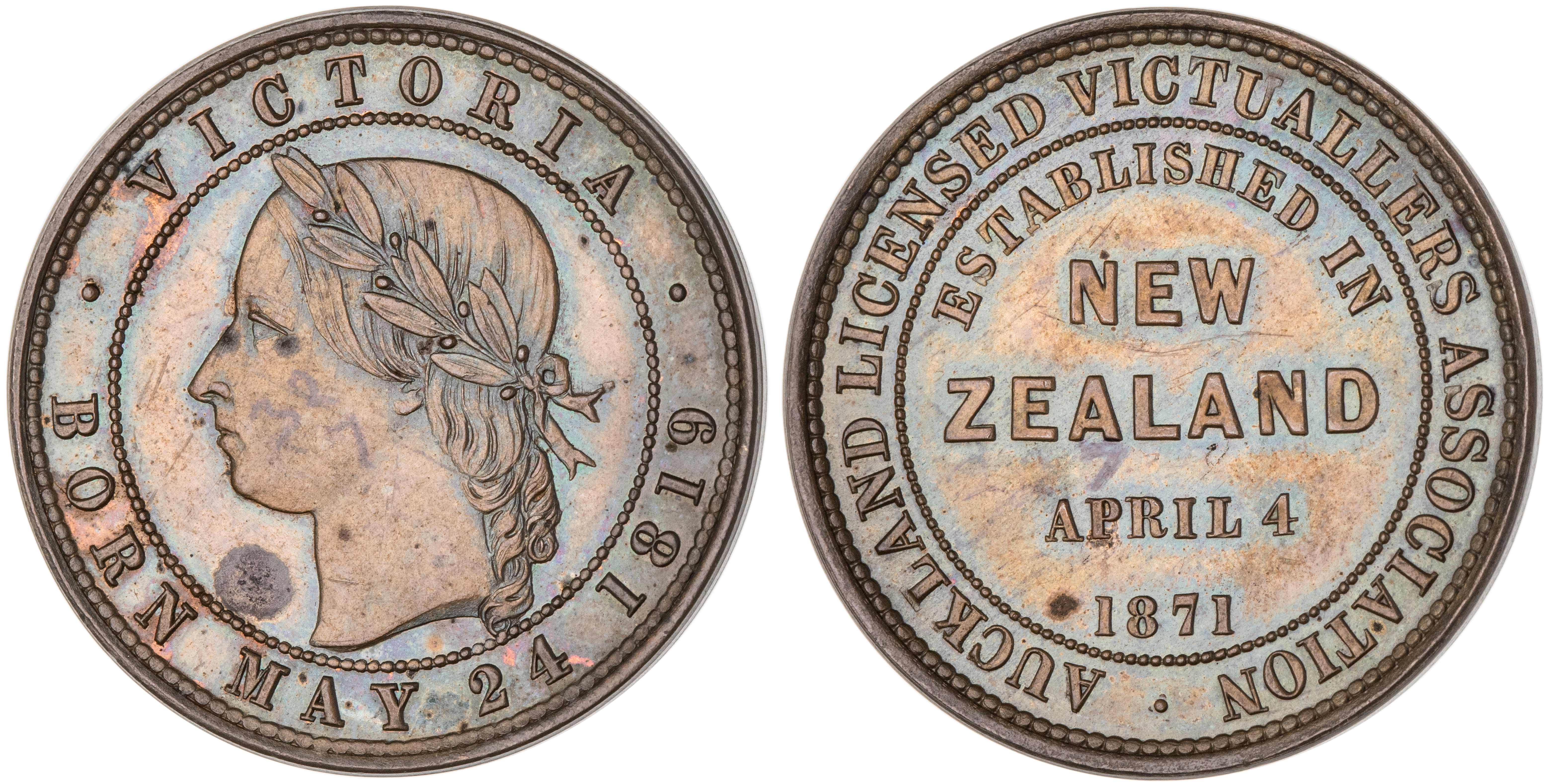 New Zealand, Auckland, Penny, 1871, UNC