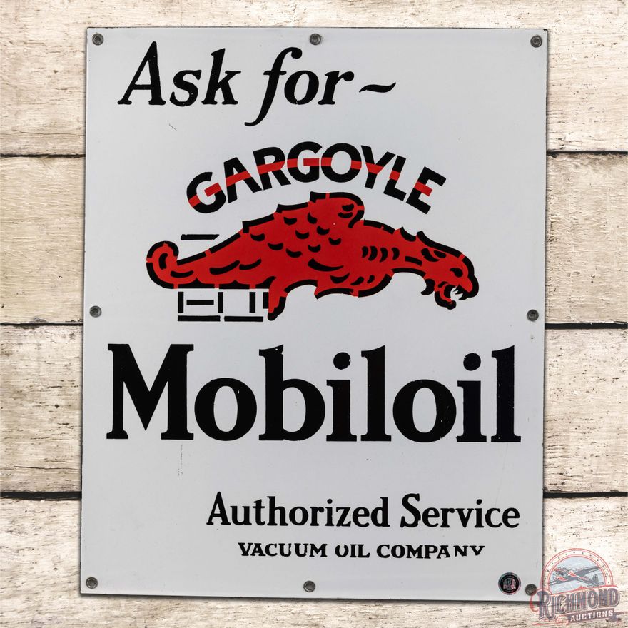 Superb Ask for Gargoyle Mobiloil Authorized Service Single Sided Porcelain Sign