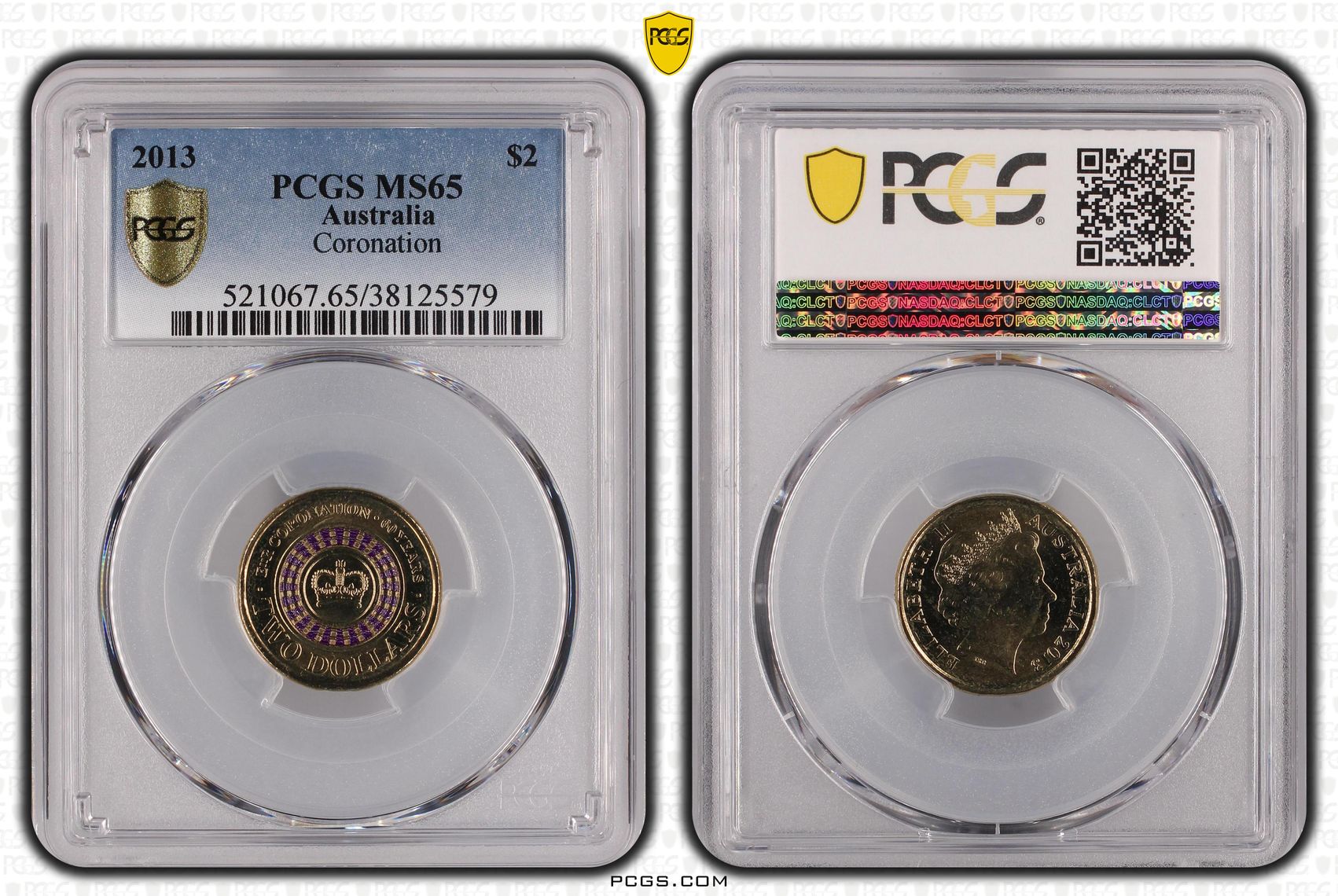 410 · Coronation Colourised, Two Dollar, 2013, PCGS MS65