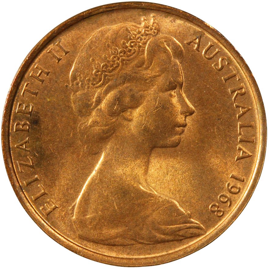 Elizabeth II, Two Cent, 1968, MS 64 RD