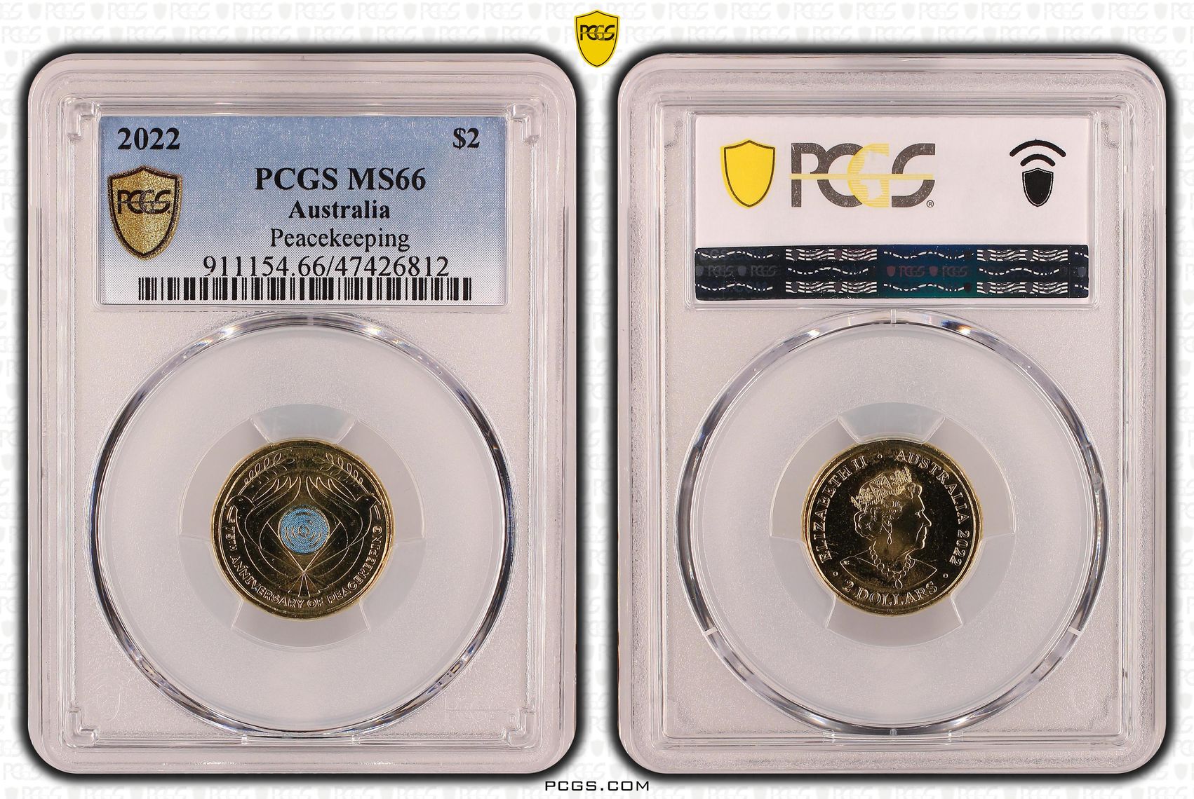 Elizabeth II, Peacekeeping, Two Dollar, 2022, PCGS MS66