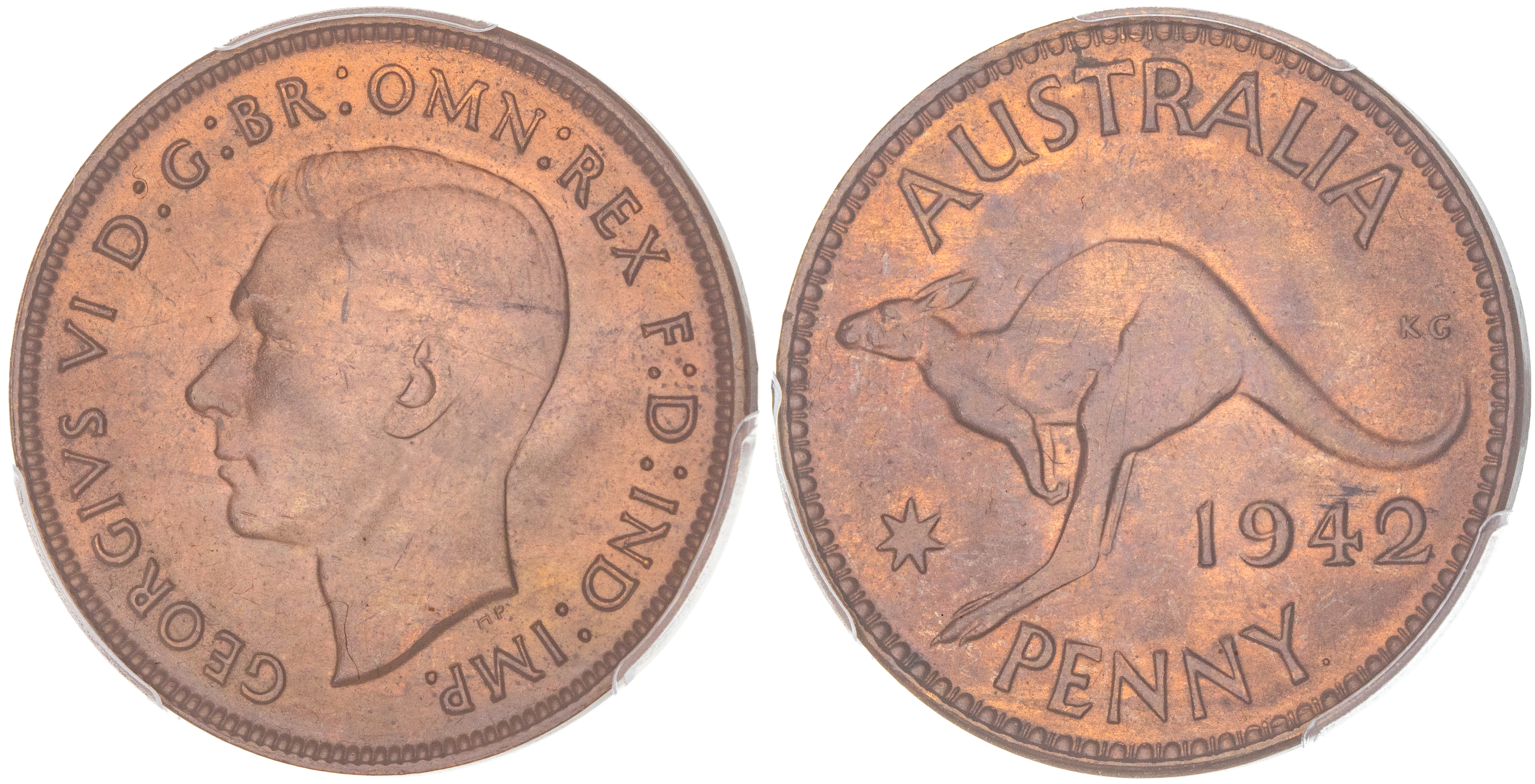 George VI, Penny, 1942-Y., PCGS MS 64BN