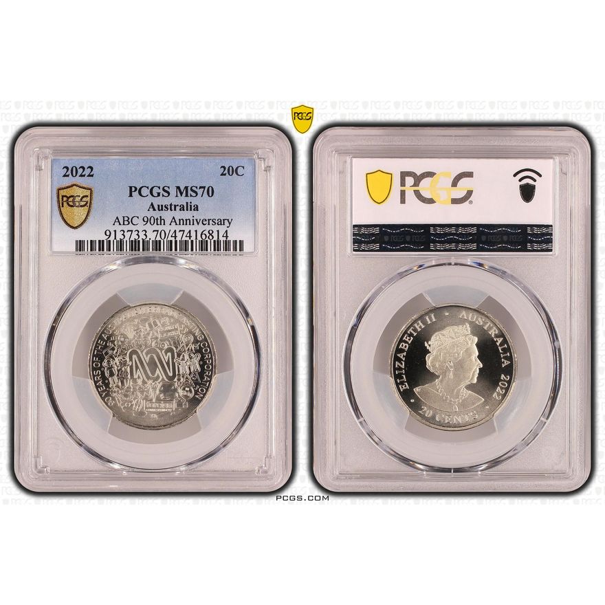 ABC 90th Anniversary, Twenty Cent, 2022, PCGS MS70