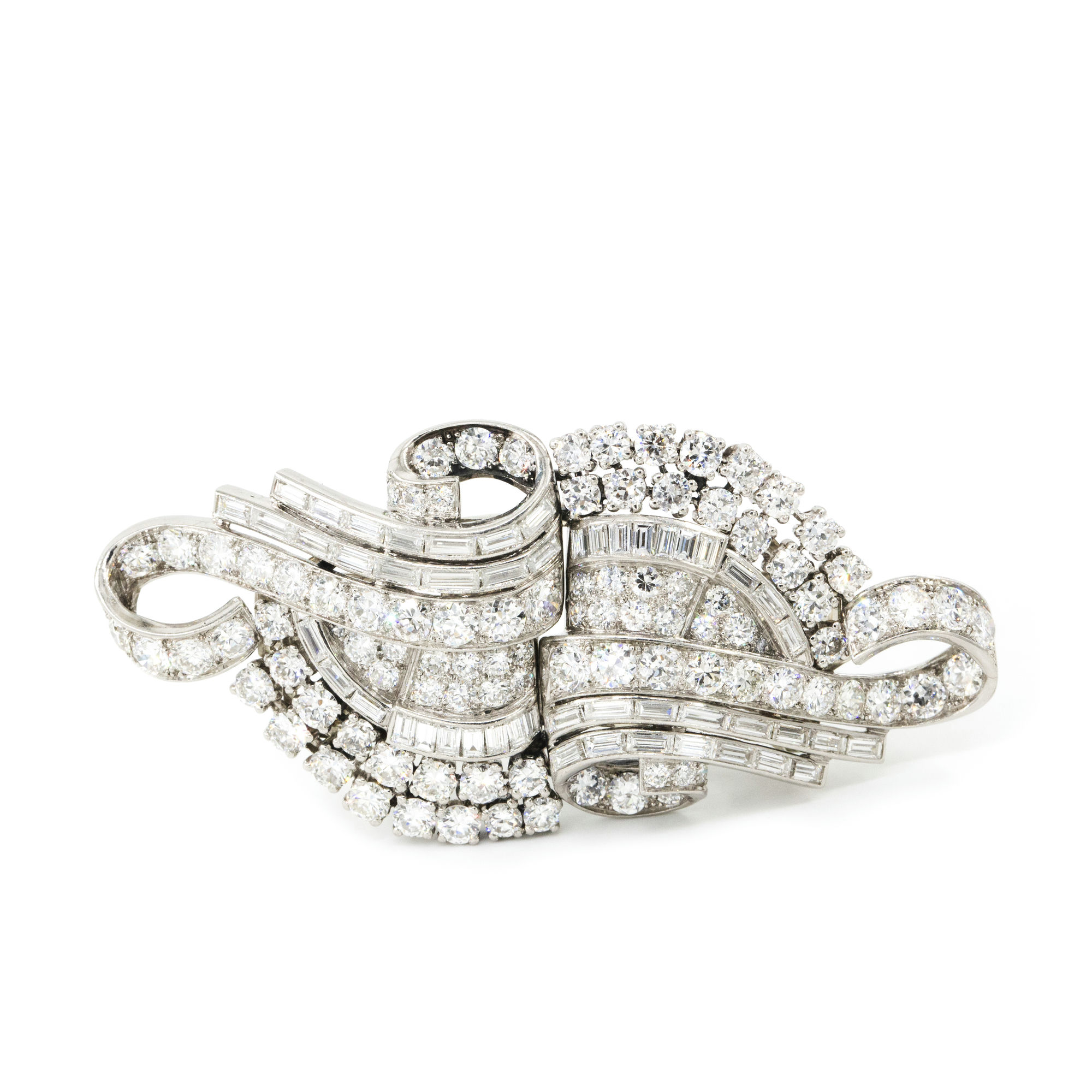 9.92 Carat Diamond Art Deco Transformer Brooch,