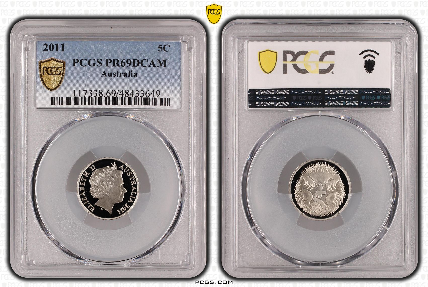 Elizabeth II, Five Cent, 2011, PCGS PR69DCAM