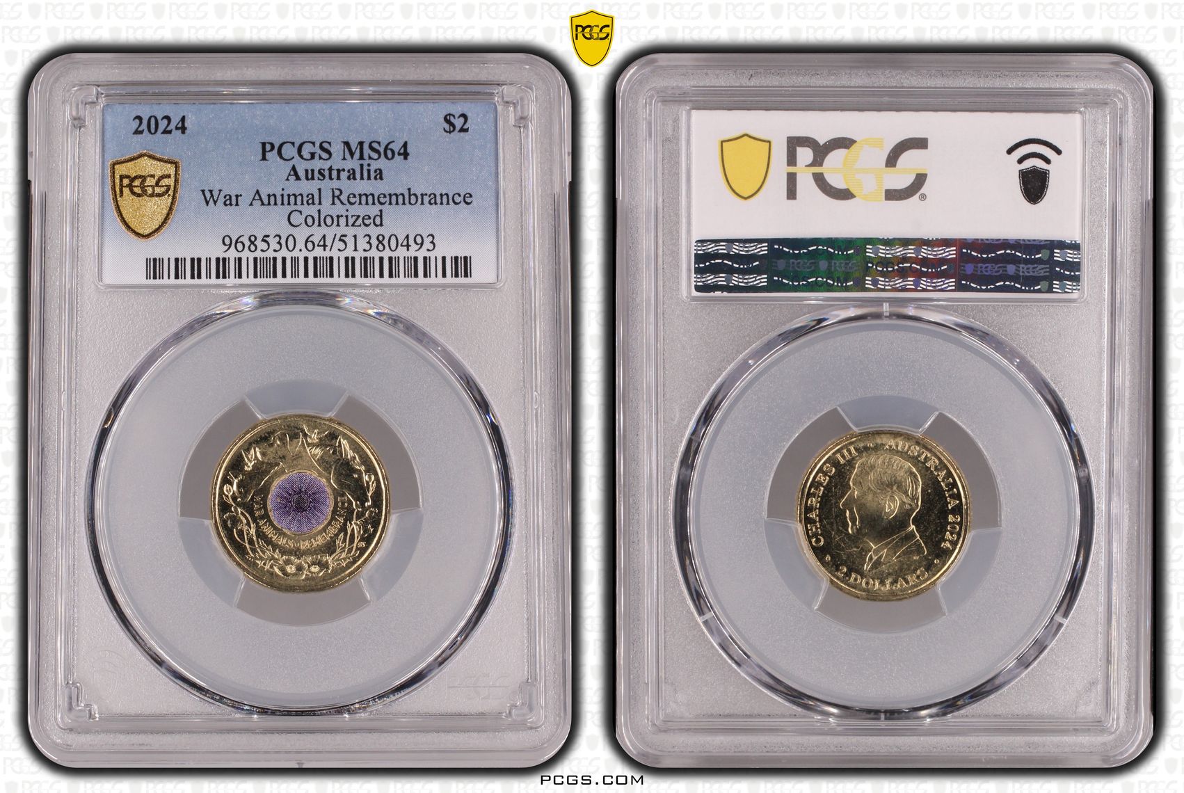 War Animal Remembrance Colorized, Two Dollar, 2024, PCGS MS64
