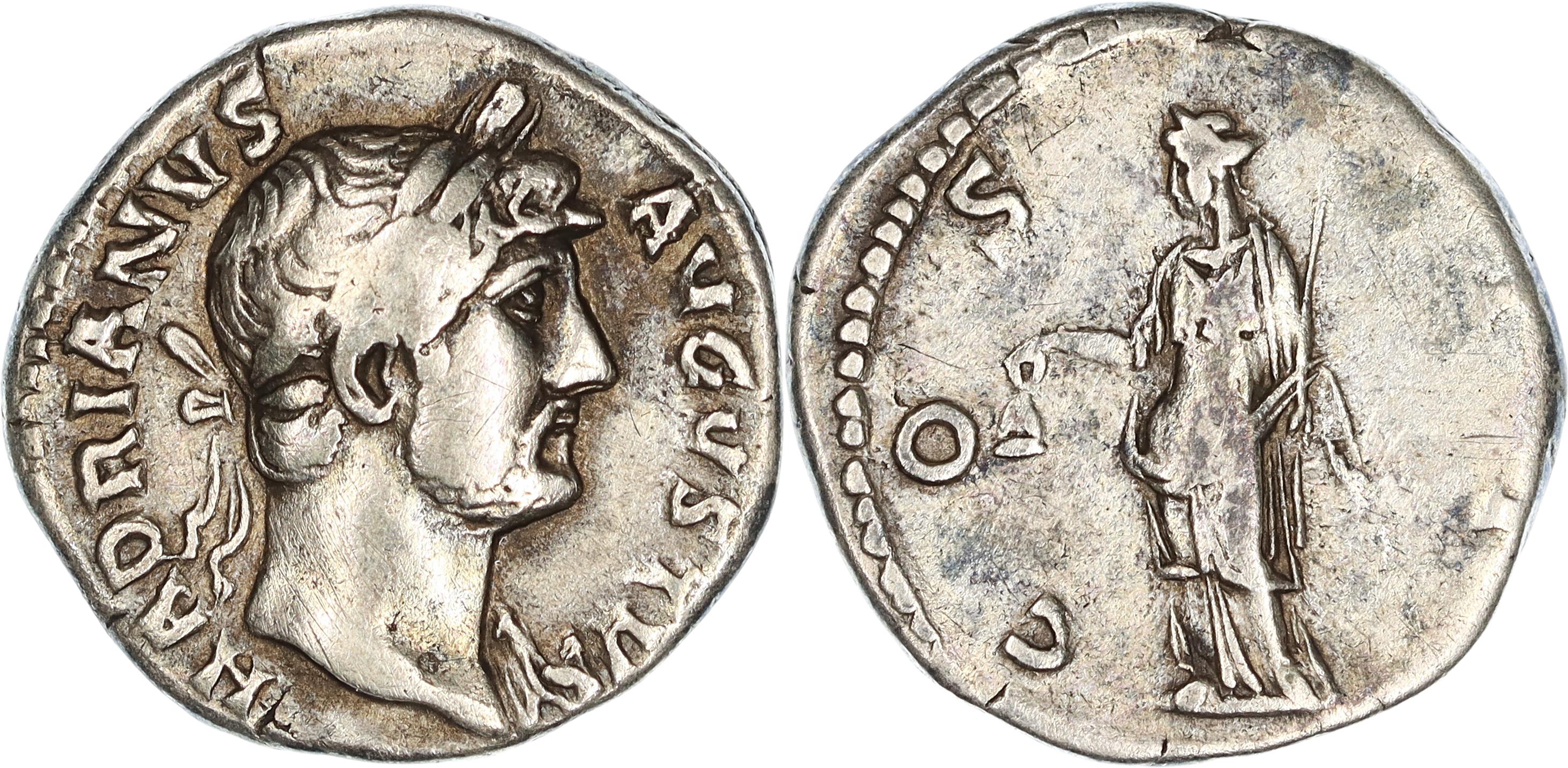 Roman Empire, Hadrian, Silver Denarius, 125-128 AD, nVF