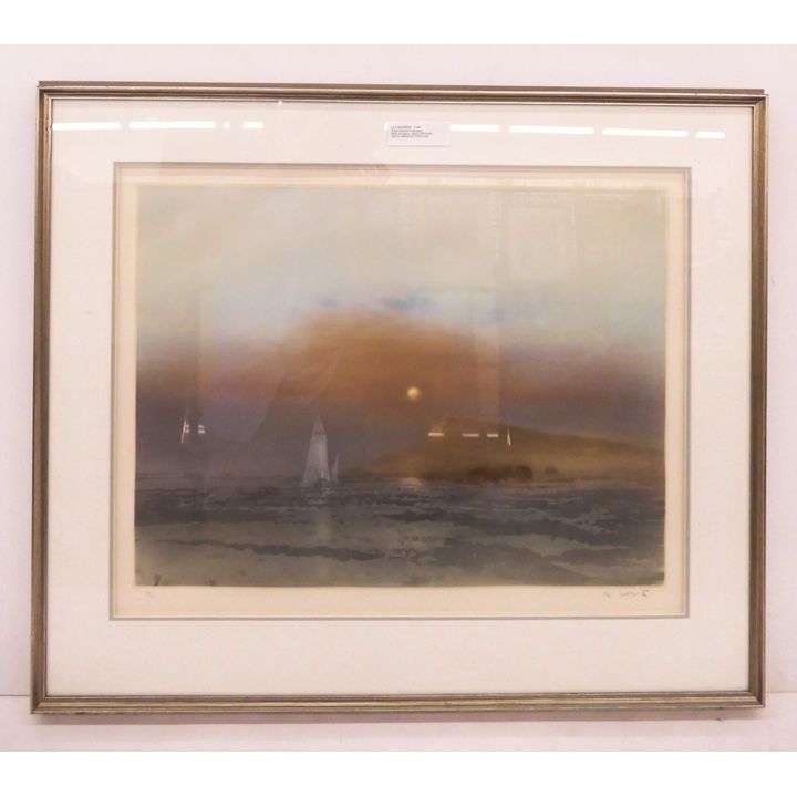 Artist Signed Seascape with Sailboat S/N Etching - 26x31''
