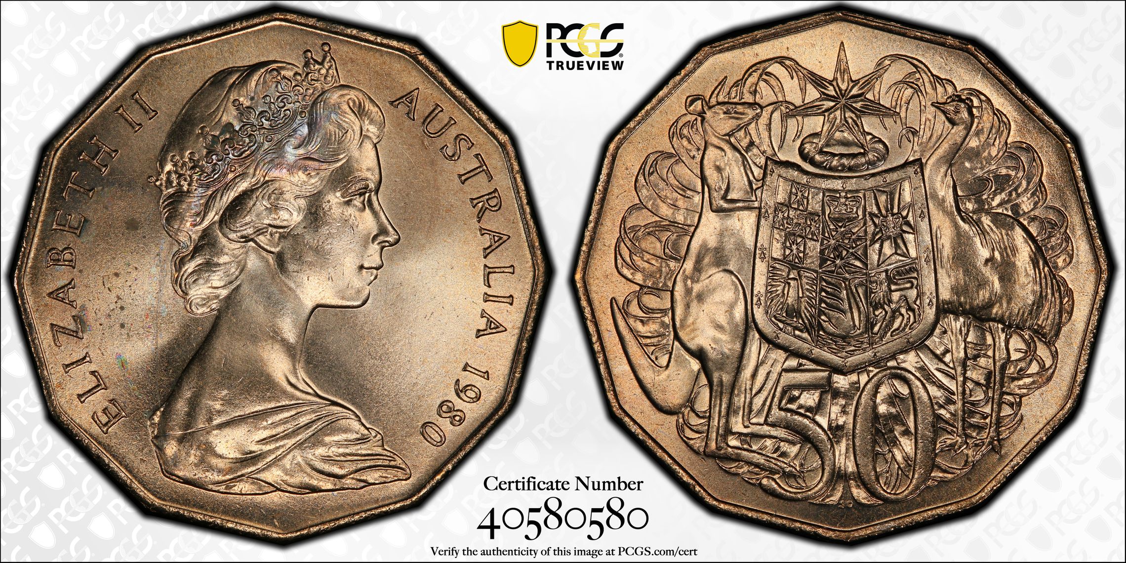 Double Bar , Fifty Cent, 1980, PCGS MS64