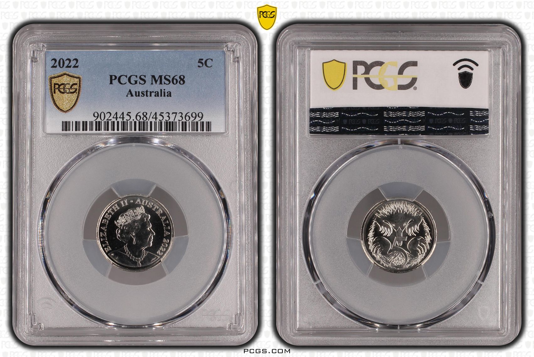 Elizabeth II, Five Cent, 2022, PCGS MS68