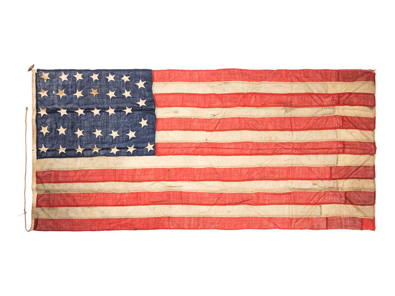[CIVIL WAR]. 34-star American flag from the George P. Hunt Estate. Ca 1861-1863. 