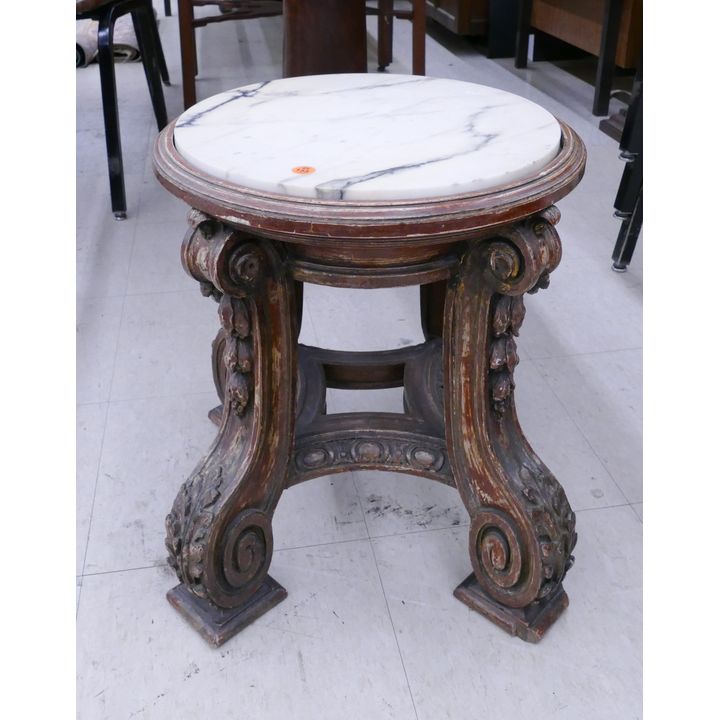 Italian Gilt Carved Marble Top Pedestal- 18x16''