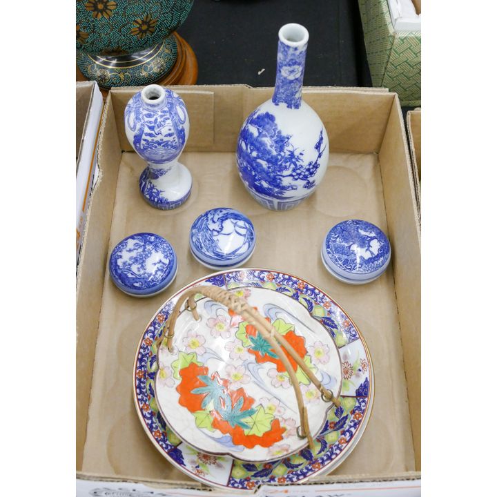 Box Japanese B&W Bud Vases etc.