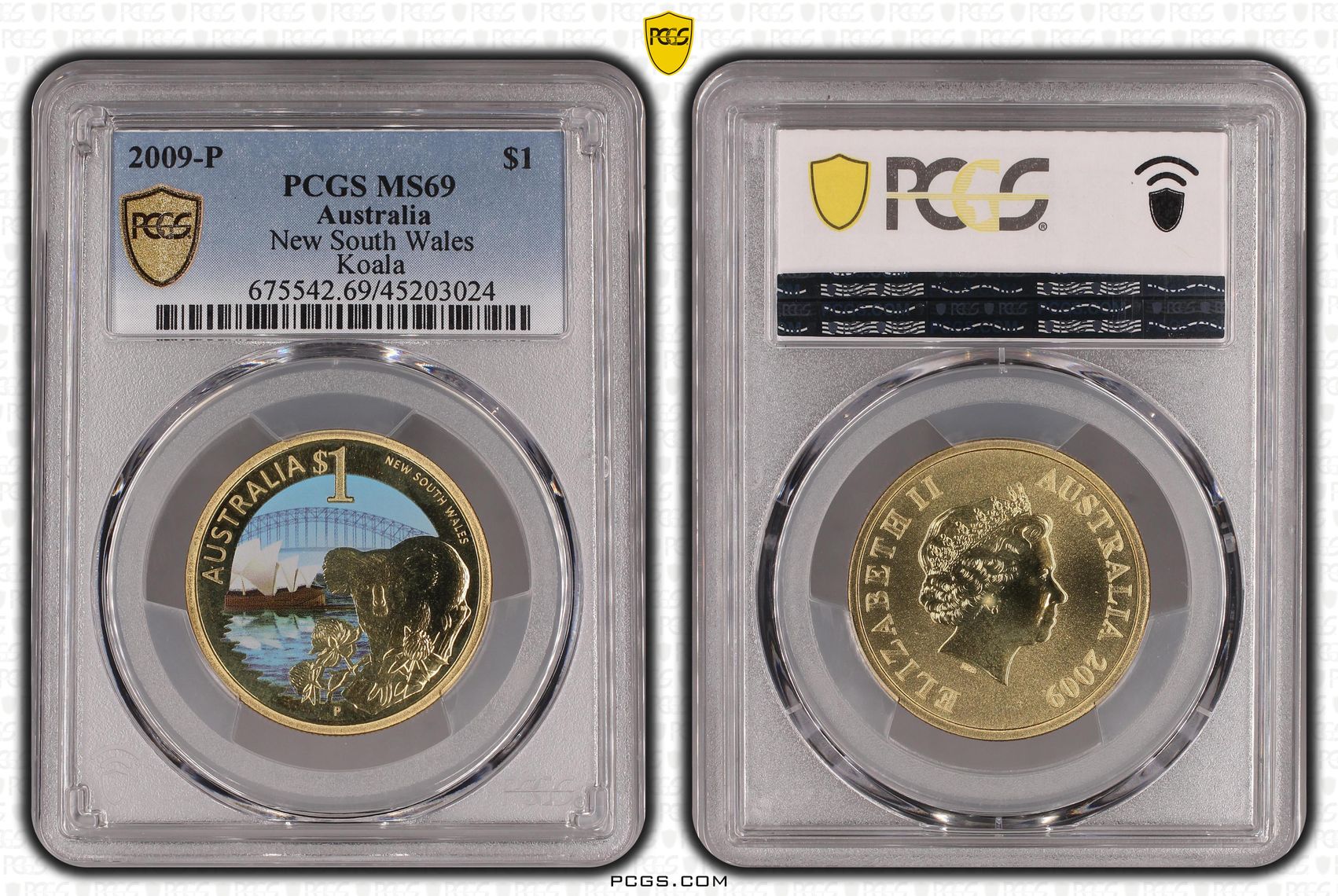 2009-P Australia One Dollar, $1 New South Wales PCGS - MS69 -024