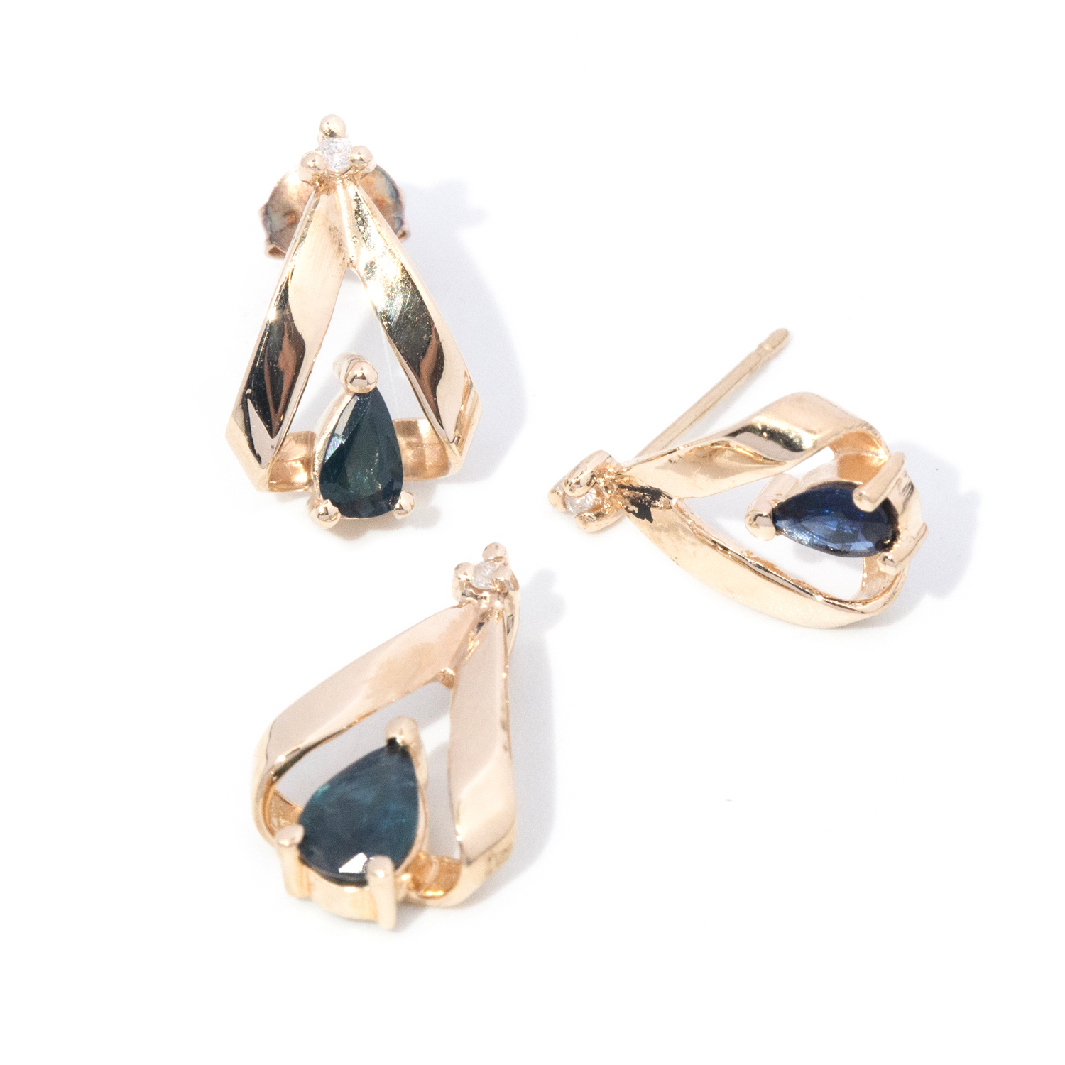 63 · Sapphire & Diamond Pendant & Sapphire and Diamond Earrings in 9ct Gold