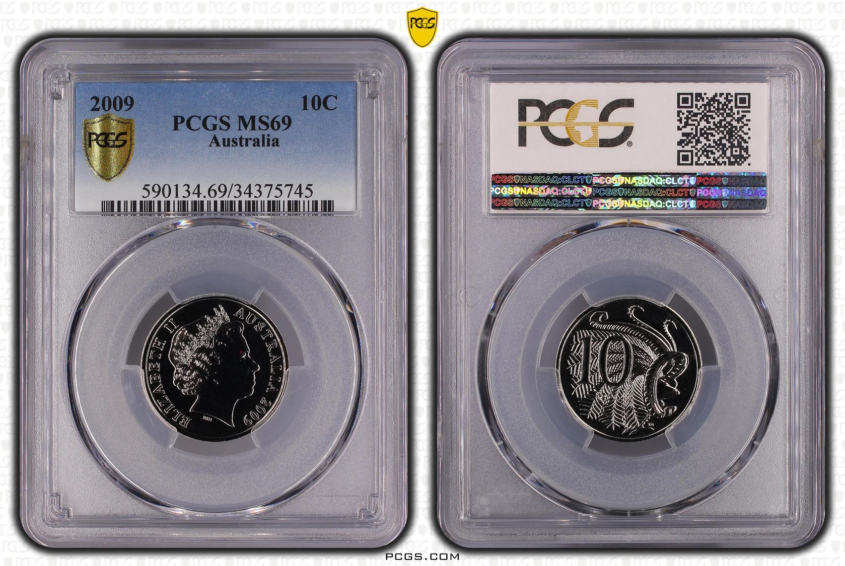 Elizabeth II, Ten Cent, 2009, PCGS MS 69