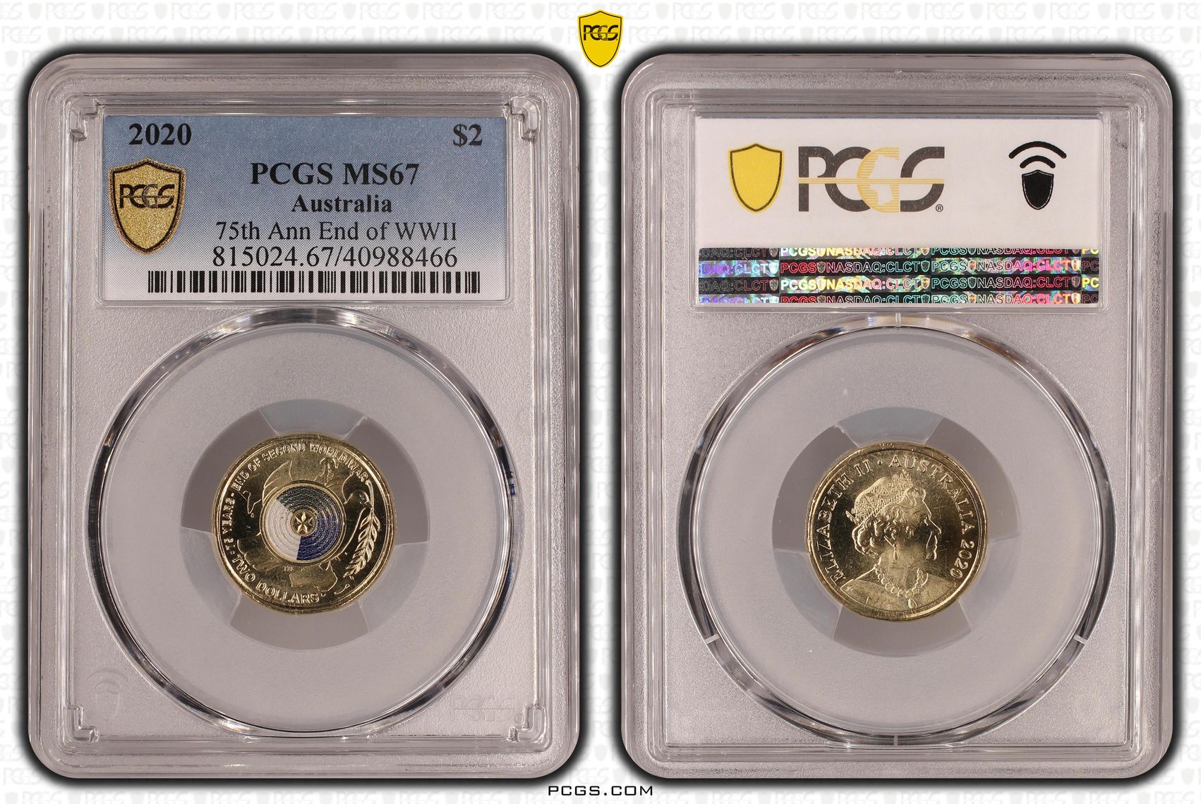117 · Elizabeth II, 75th Anniversary End of WWII, Two Dollar, MS67 , 2020