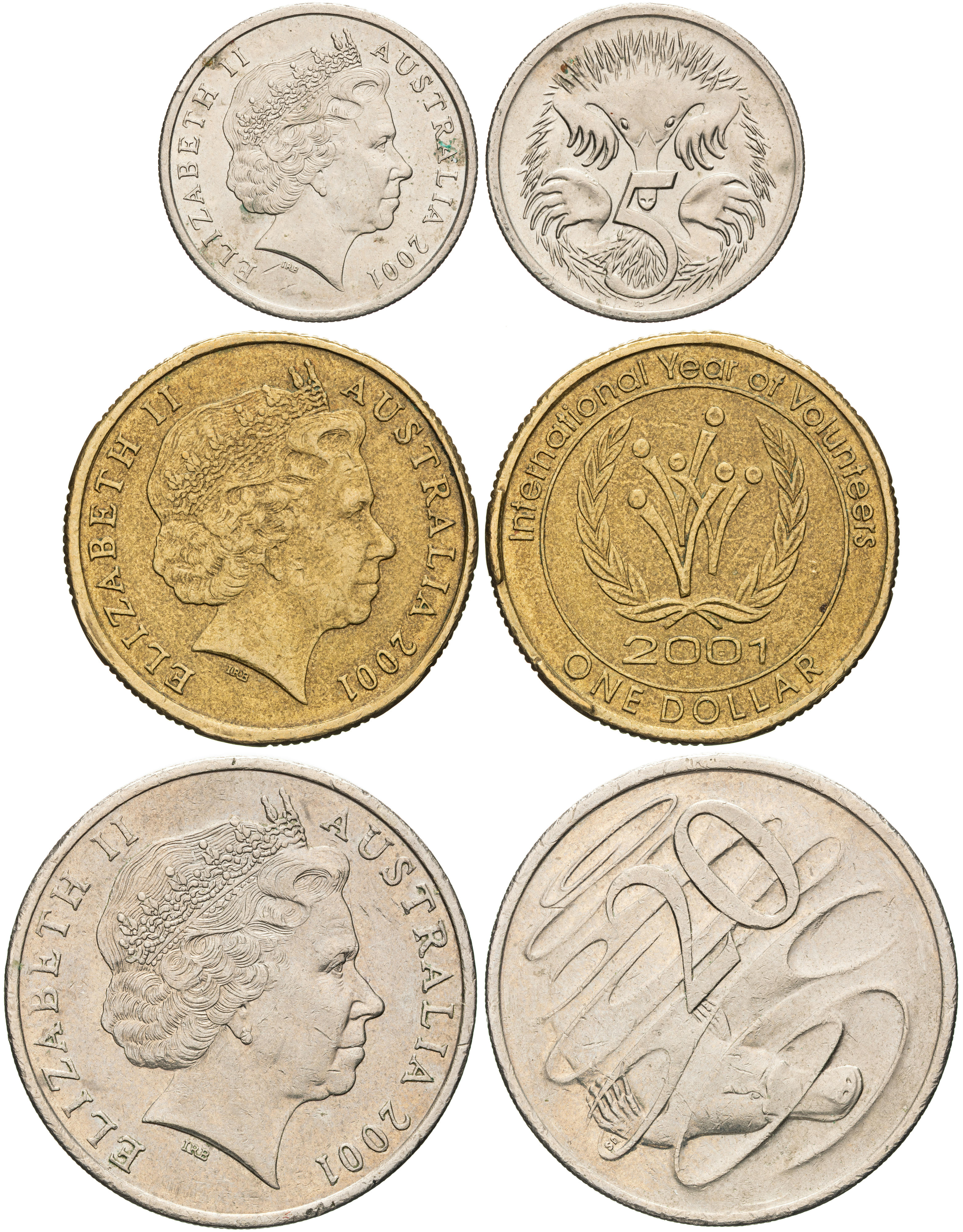Elizabeth II, Flamingo, Five Cents, 2001, UNC
