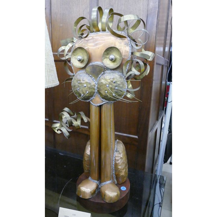 Mid Century Cyndel Podich Copper & Brass Lion Sculpture 26''x14''