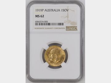1919 GEORGE V PERTH MINT GOLD SOVEREIGN MS62