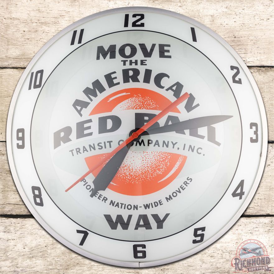 Move the American Red Ball Transit Company 15" Double Bubble Advertising Clock w/ Logo