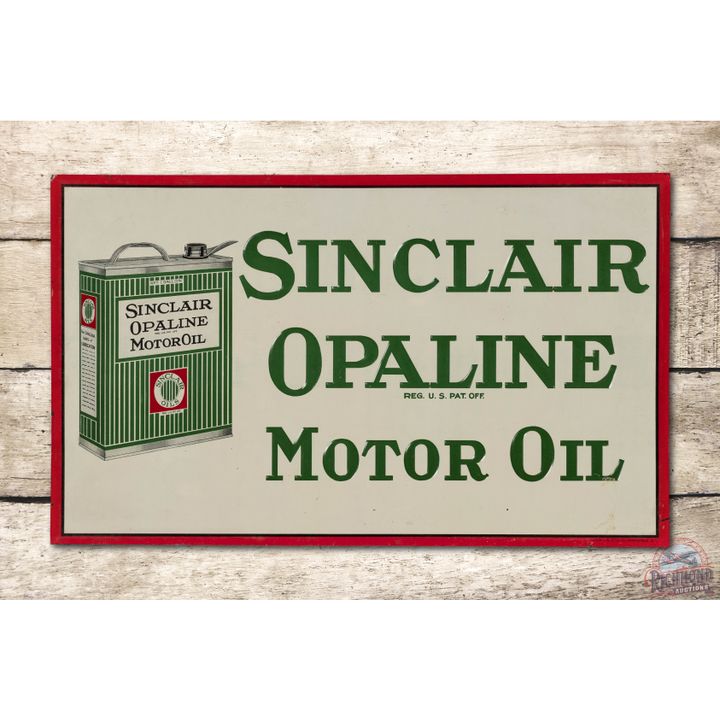 Sinclair Opaline Motor Oil w/ Can Embossed Tin Sign