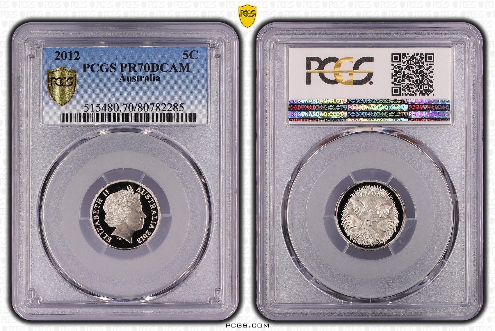 Elizabeth II, Five Cent, 2012, PCGS PR70DCAM