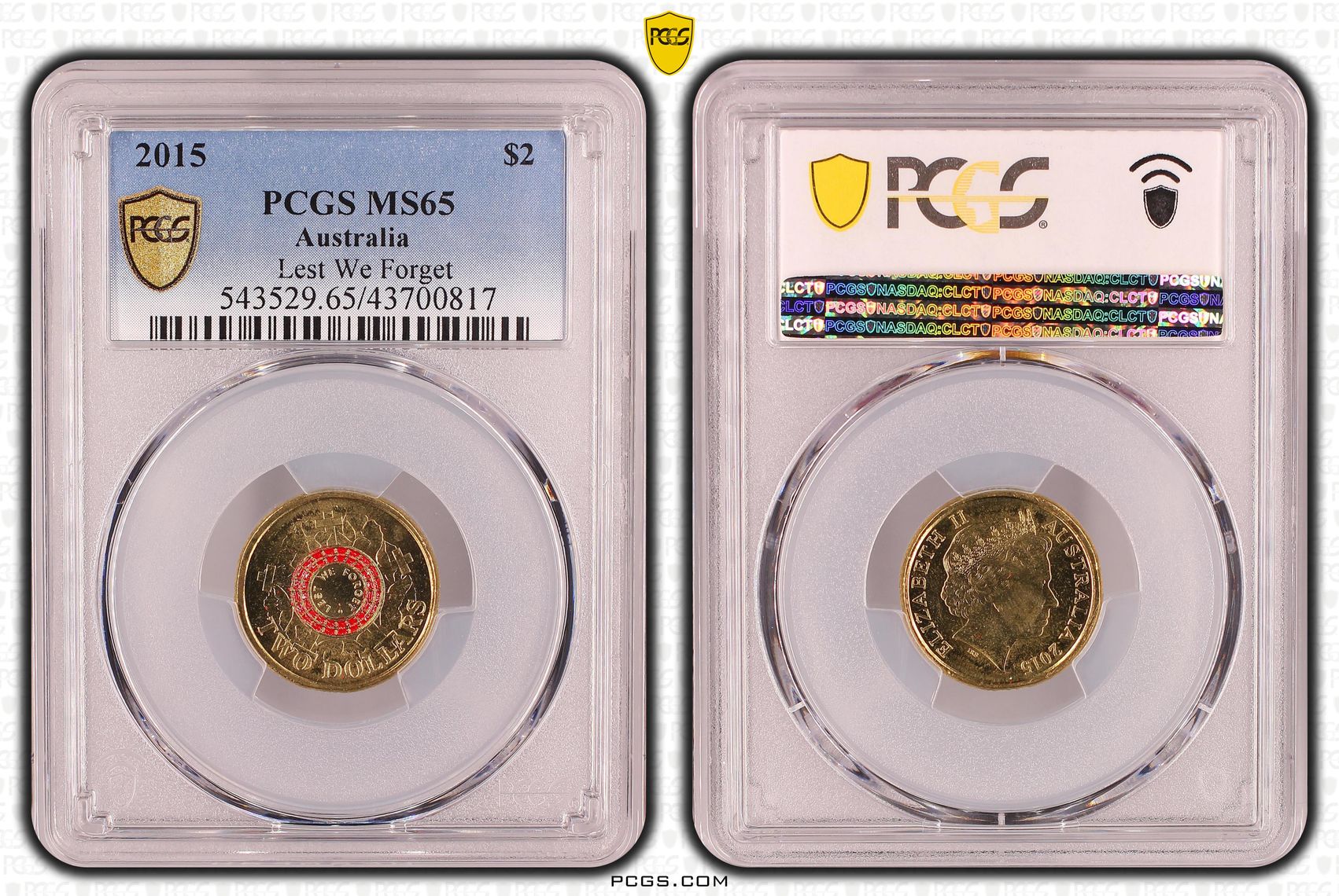 386 · Lest We Forget Colorized , Two Dollar, 2015, PCGS MS65