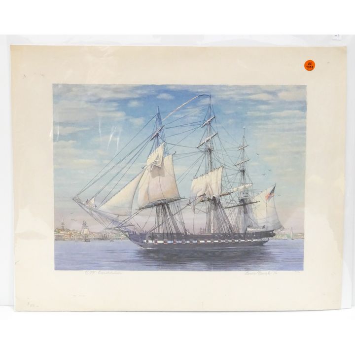 Louis Novak 'USS Constitution' Number Lithograph Loose- 19x23''