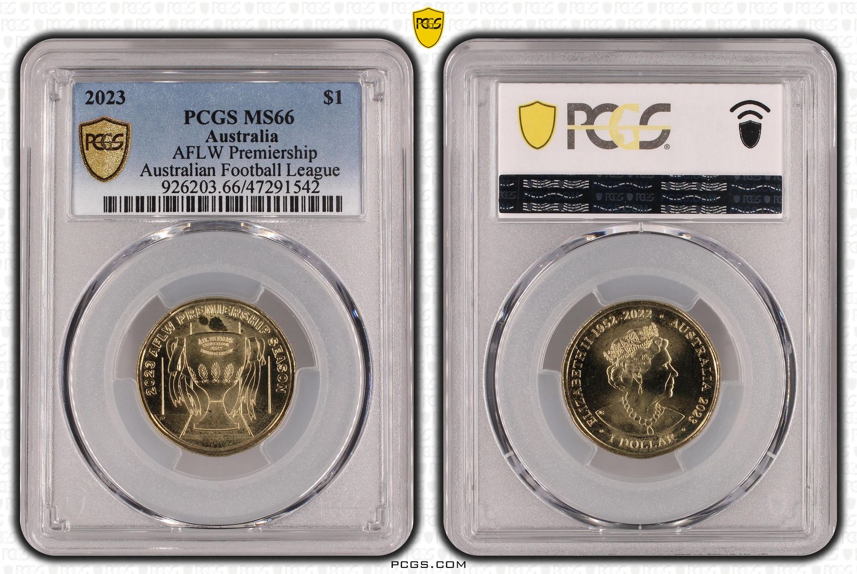AFL- AFLW Premiership, One Dollar, 2023 POP Report 3/0, PCGS MS 66