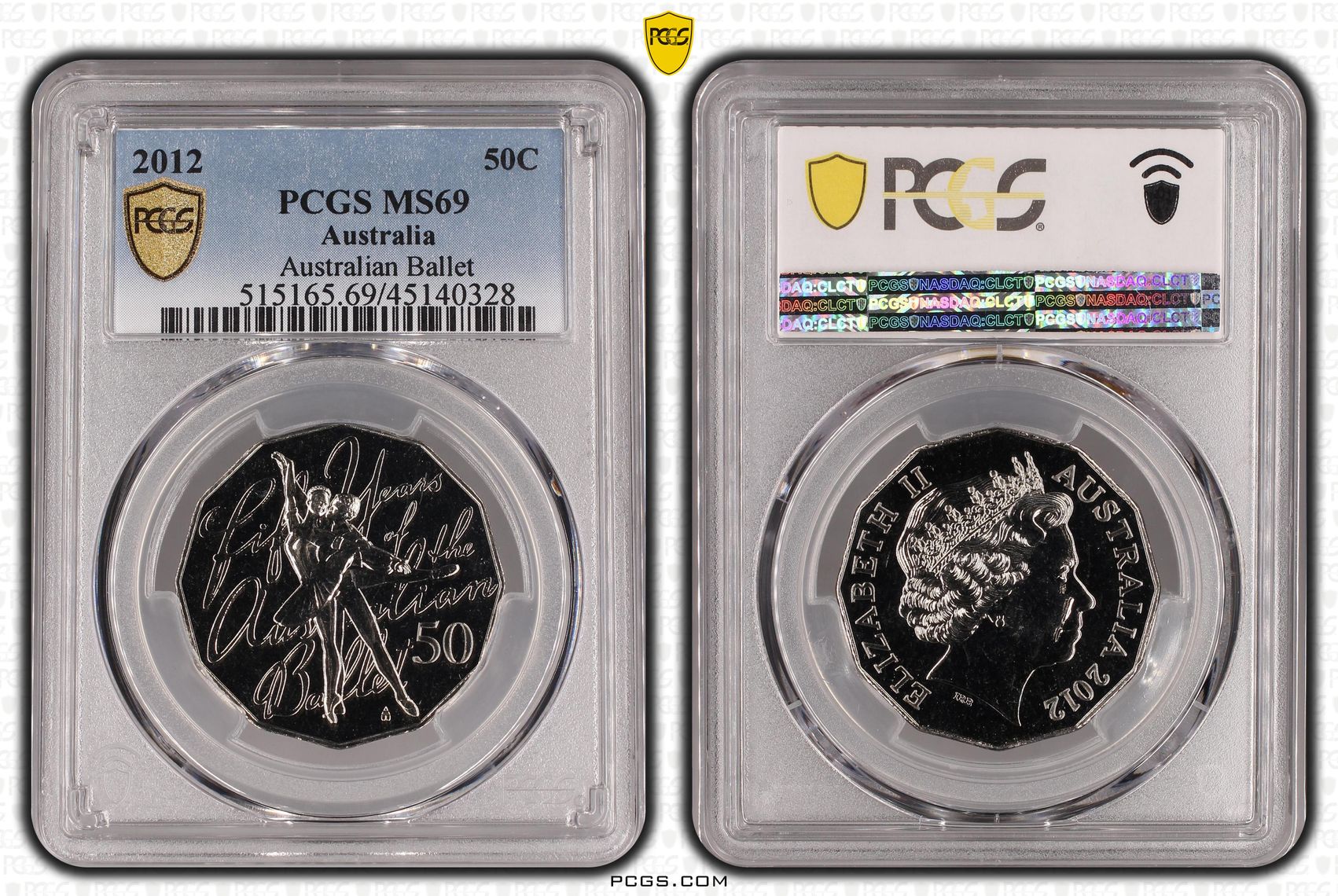 2012 Australia Fifty Cent, 50c Australian Ballet PCGS - MS69 POP 13/0 -328