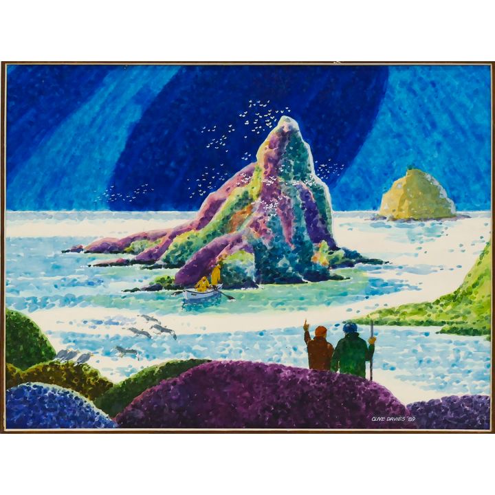 Clive Davies ''Winter Sea'' 1989 Watercolor Matted 20''x24''