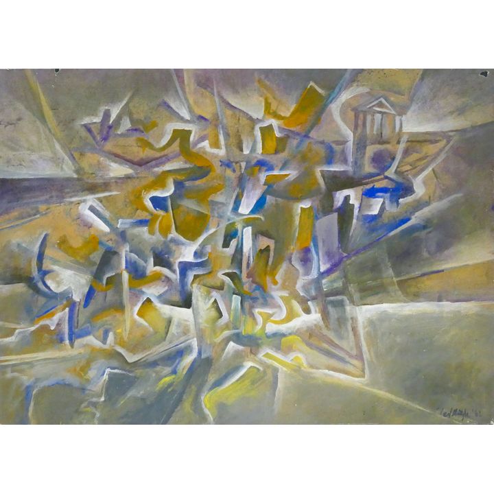 Neil Meitzler ''Burst of Color'' 1962 Casein on Paper