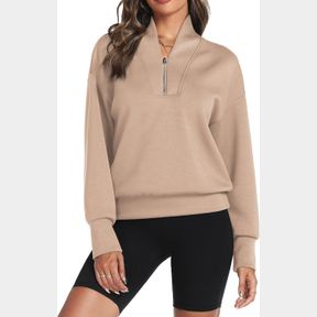 THANTH HALF ZIP SWEATSHIRT FOR WOMEN BAGGY QUARTER ZIP PULLOVER HOODIES FALL OUTFITS CUTE Y2K LONG SLEEVE SWEATSHIRTS - L