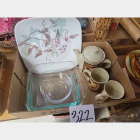 Rooster Tea Set and Pyrex Casserole and Storage Containers