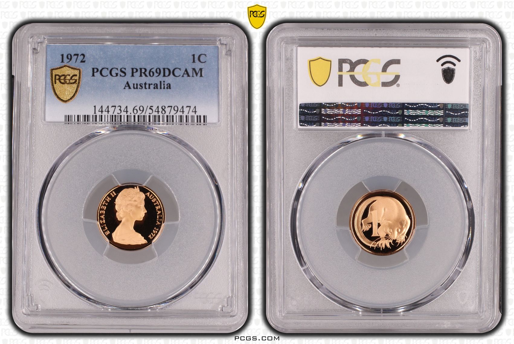 One Cent, 1972, Pcgs Pr69dcam