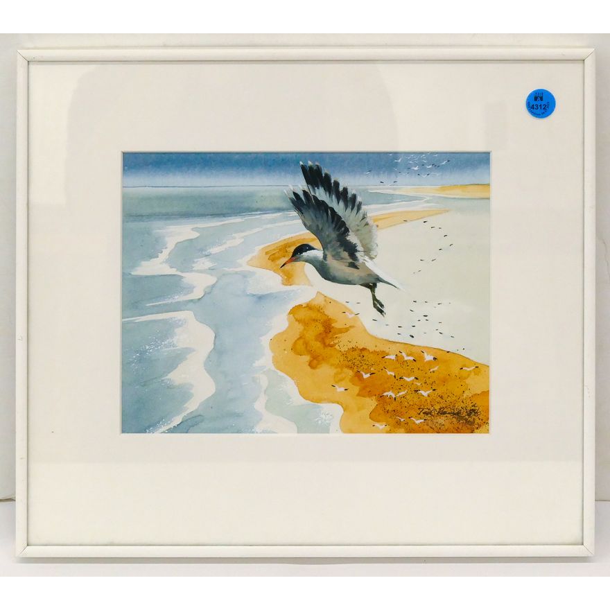 Ted Rand ''Flying Flock'' 1984 Watercolor on Paper Framed 13'' x 14.5''