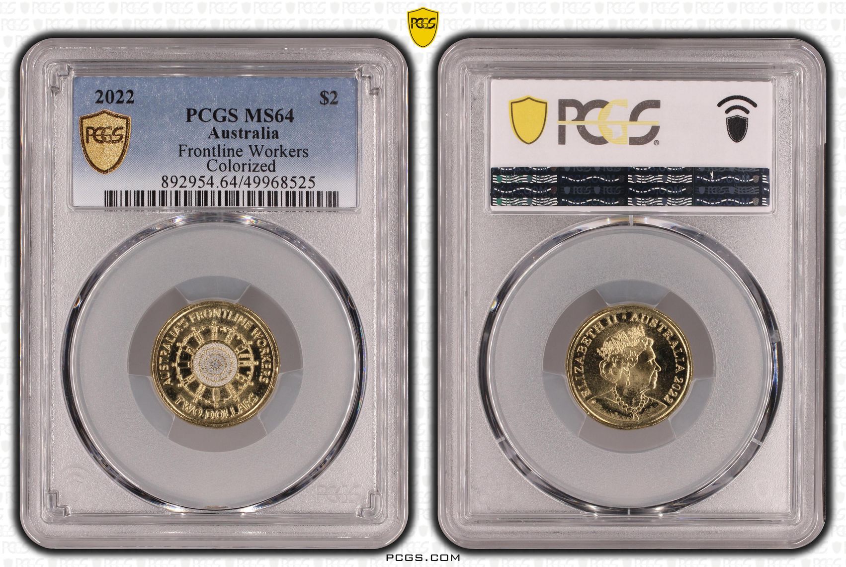 Frontline Workers Colourised, Two Dollar, 2022, PCGS MS64