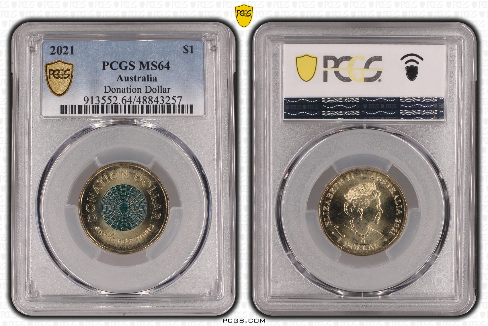 460 · Elizabeth II, Donation Dollar , One Dollar, 2021, PCGS MS64