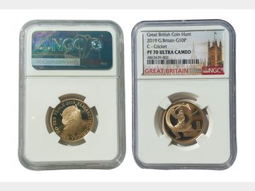 2019 Queen Elizabeth II 'Cricket' Gold Proof 10p PF70 Ultra Cameo