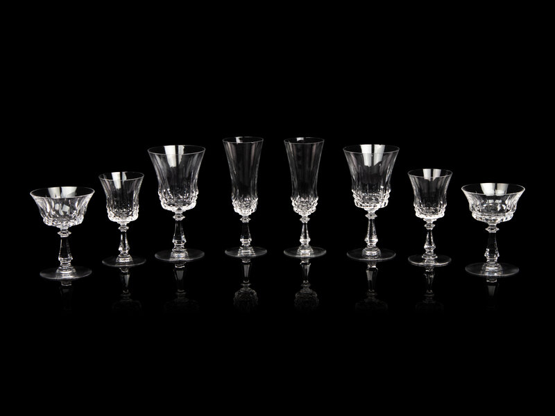 A Val Saint Lambert Cut Glass Stemware Service
