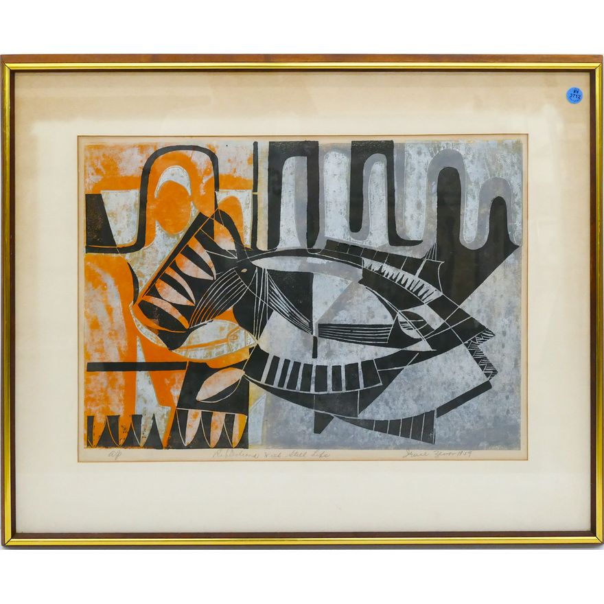 Irene Zevon ''Reflections with Still Life'' 1959 Lithograph 22''x28''