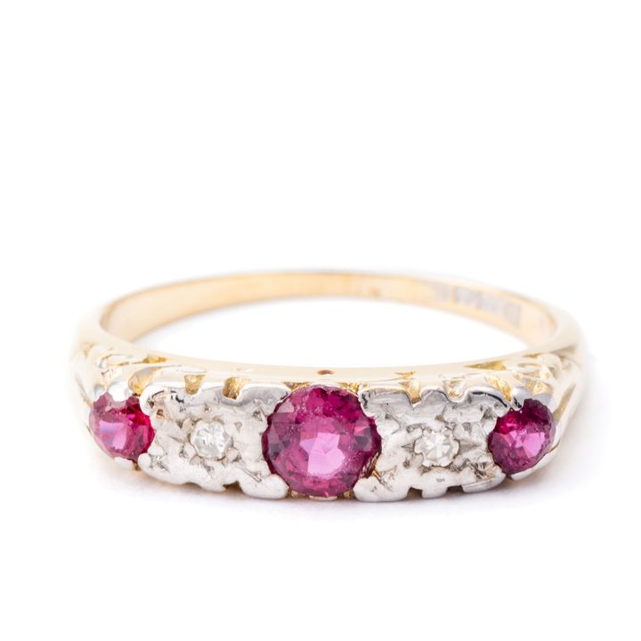 Vintage Ruby & Diamond Ring 18ct Gold